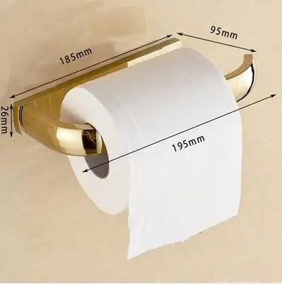 DecorBites™ Gold Bathroom Accessories Set: Towel Shelf, Towel Bar, Paper Holder, Cloth Hook