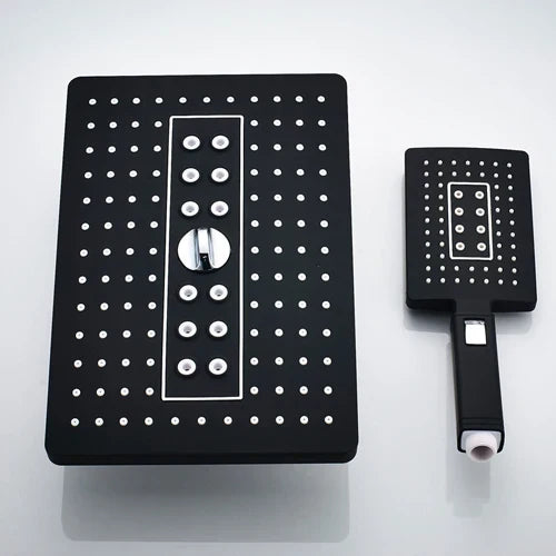 DecorBites™ Black Rainfall Shower Head with Handshower - Over-head Shower Sprayer