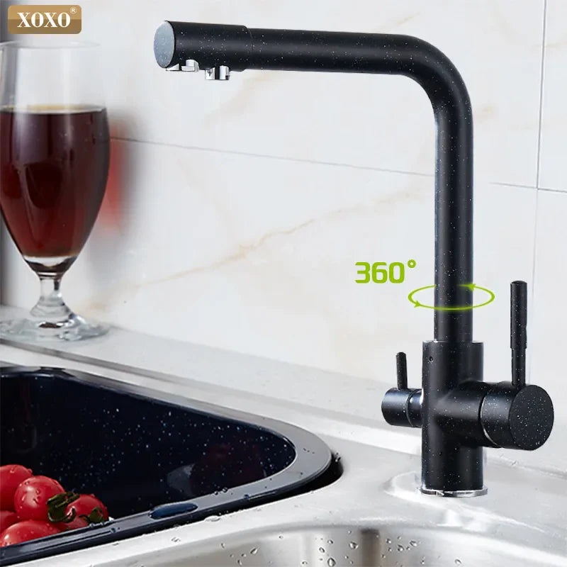 DecorBites™ Black Kitchen Faucet Mixer Tap 360° Rotation Water Features