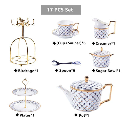 DecorBites™ Gold Porcelain Coffee & Tea Set, Elegant Bone China Luxury Ceramics