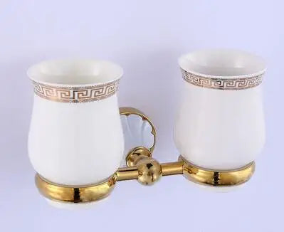 DecorBites™ Bathroom Accessories Set: Gold Finish Paper Holder, Towel Bar, Soap Holder, Towel Rack & More