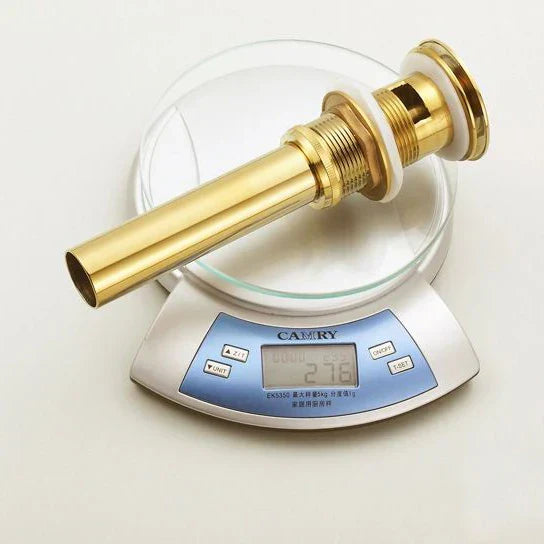 Gold Brass Pop-Up Sink Drain With Overflow Hole