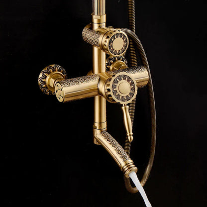 DecorBites™ Black Brass Shower Faucet Set with Wall Mount Hand Held Shower Head - 9712