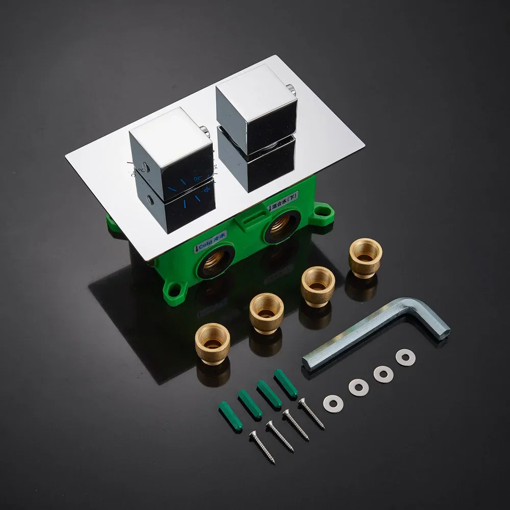 DecorBites™ Dual Handle Thermostatic Shower Mixer Valve - Chrome Finish