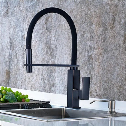 صنبور مطبخ دوار أسود من DecorBites™، صنبور خلاط فاخر مثبت على السطح