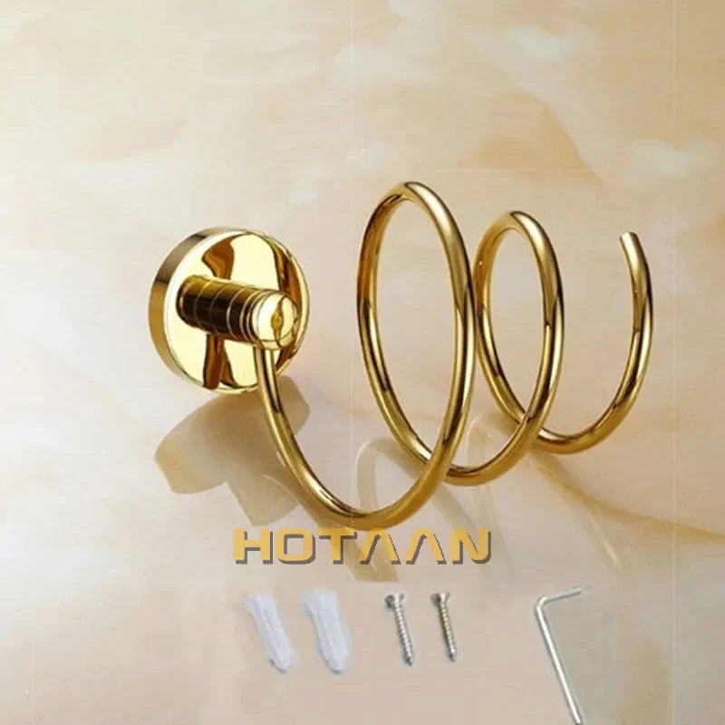 DecorBites™ Brass Hair Dryer Holder Stand Shelf Rack in Gold Color Solid & Anti-rust (YT-8204)
