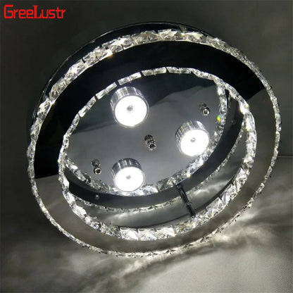 DecorBites™ Crystal LED Ceiling Light: Stainless Steel Round Fixture for Bedroom, Kitchen, Bathroom