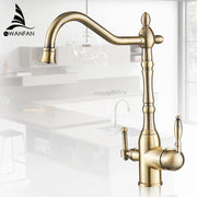 Grifo de Oro Decorbites™ para Cocina con Rotación de 360°, Mezclador Frío/Caliente y Purificación de Agua