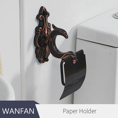 DecorBites™ Black Brass Toilet Paper Holder Wall Mounted Bathroom Accessories Holder Shelf