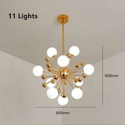 DecorBites™ Acrylic Molecule Chandelier Golden Kitchen Restaurant Lighting Sputnik Globe Lamp