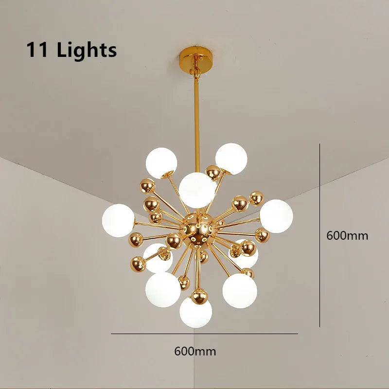 DecorBites™ Golden Acrylic Molecule Chandelier: Modern Lighting for Kitchen, Restaurant, or Home