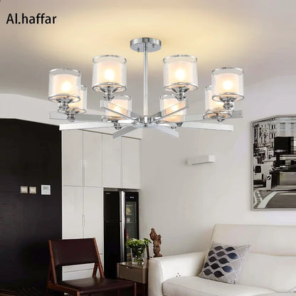 DecorBites™ Double Glass LED Crystal Chandelier in Chrome Finish for Living Room