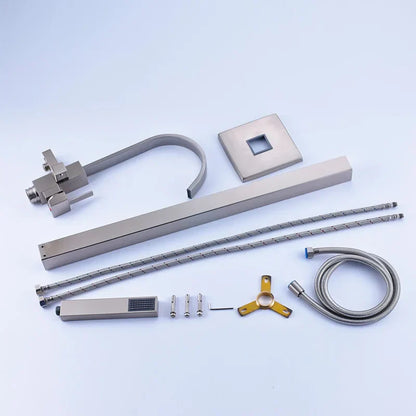 صنبور حوض استحمام قائم بذاته من DecorBites™ مع دش يدوي: صنبور خلاط مثبت على الأرضية من النيكل المصقول