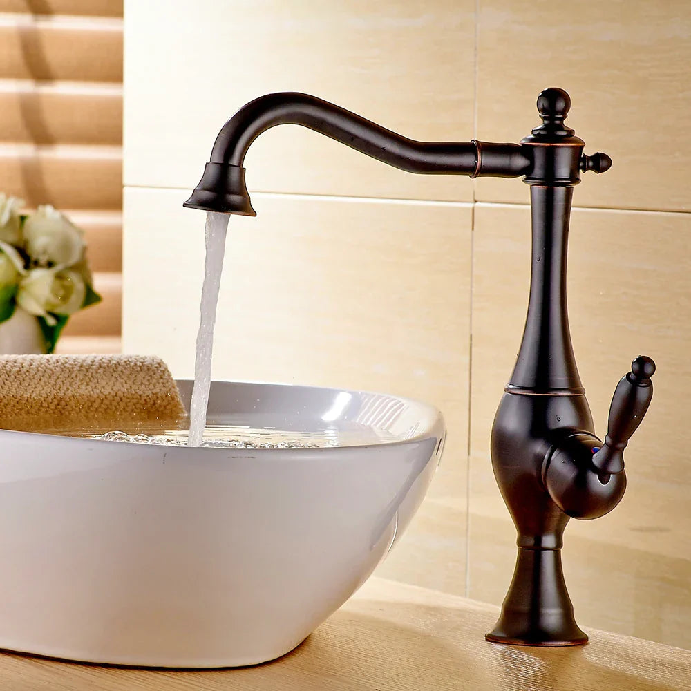 DecorBites™ Golden Basin Faucet Single Handle Brass Mixer Tap for Bathroom and Kitchen