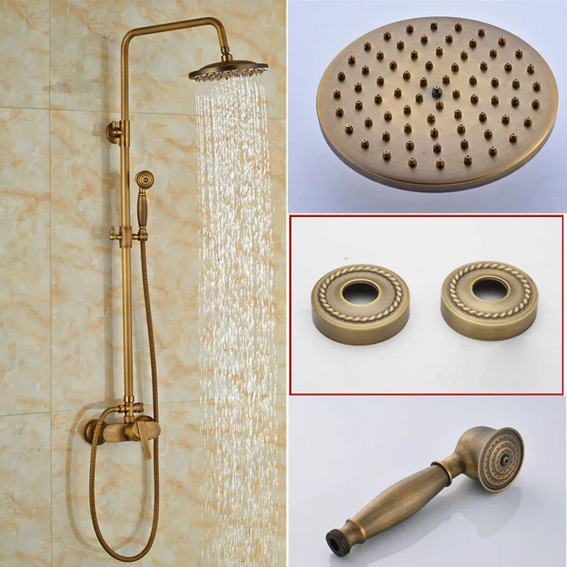 DecorBites™ Brass Rainfall Shower Faucet Set with Handshower