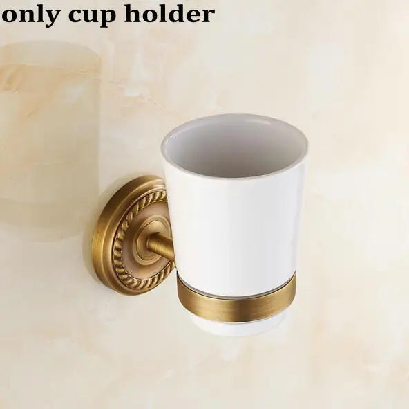 مجموعة إكسسوارات الحمام النحاسية DecorBites™: رف مناشف، بار، حامل أكواب، حامل ورق، خطاف ملابس