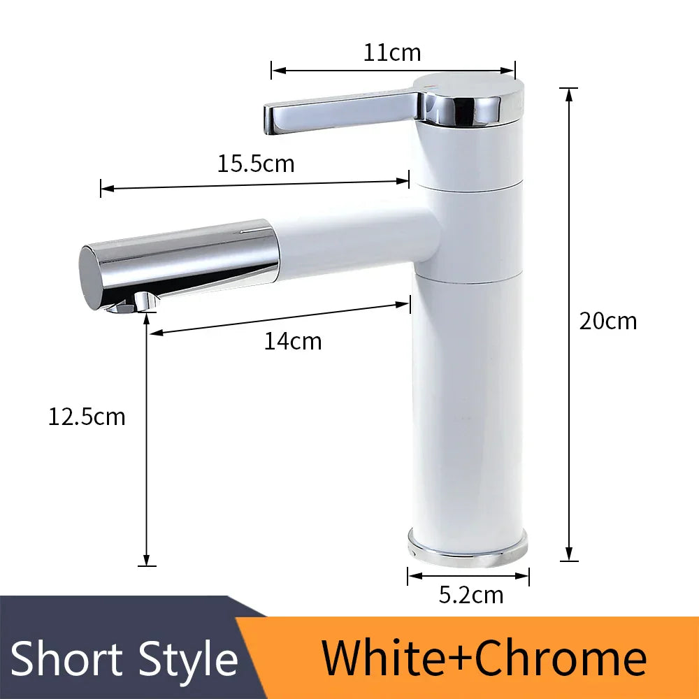 DecorBites™ Brass Bathroom Faucet Vessel Sink Mixer Swivel Spout Deck Mounted White Tap