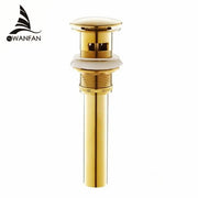 Gold Brass Pop-Up Sink Drain With Overflow Hole