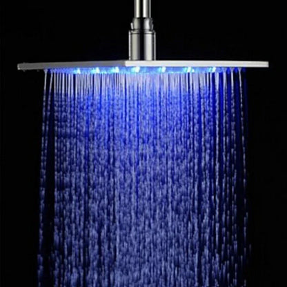 DecorBites™ 16" Chrome Brass LED Rain Shower Head; Ultra Thin Square Design, Color Changing