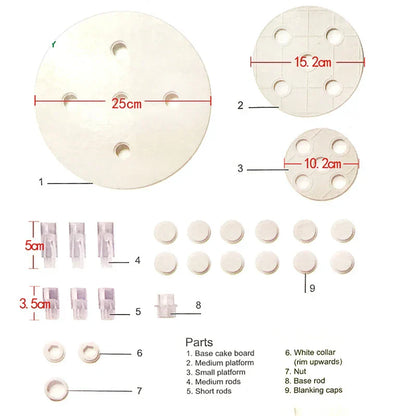 طقم إطار الكيك من ديكوربايتس™ بثلاث طبقات - أداة تزيين الكيك وهيكل الخبز