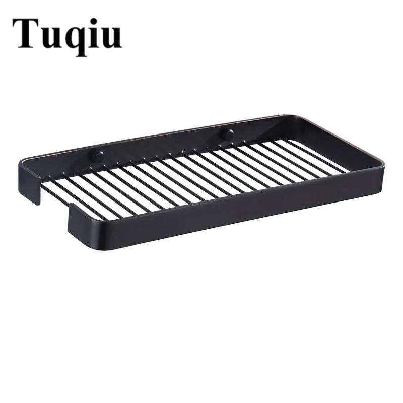 DecorBites™ Brass Square Bathroom Shower Rack Wall Mounted Corner Shelf