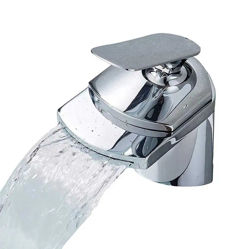 DecorBites™ Golden Brass Waterfall Vessel Sink Faucet - Chrome Bathroom Vanity Tap