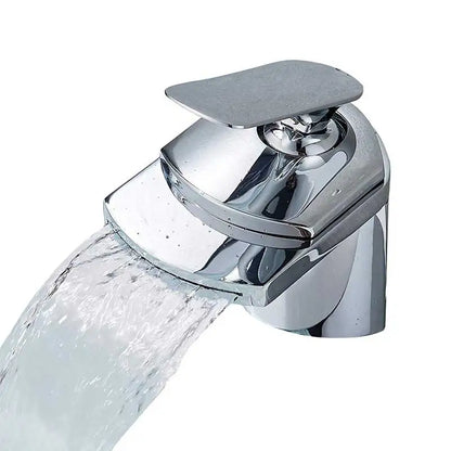 DecorBites™ Golden Brass Waterfall Vessel Sink Faucet - Chrome Bathroom Vanity Tap