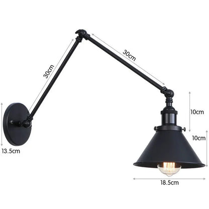 Aplique de pared vintage de cobre negro Decorbites™ con brazo largo para dormitorio de hogar