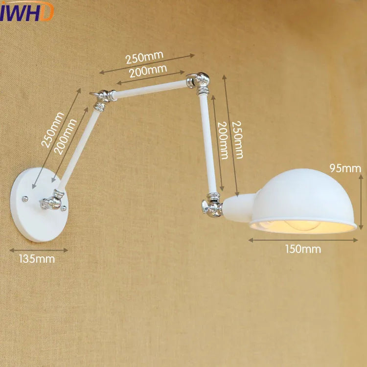 Aplique de pared LED DecorBites™ Gold Swing Arm Retro Loft Industrial