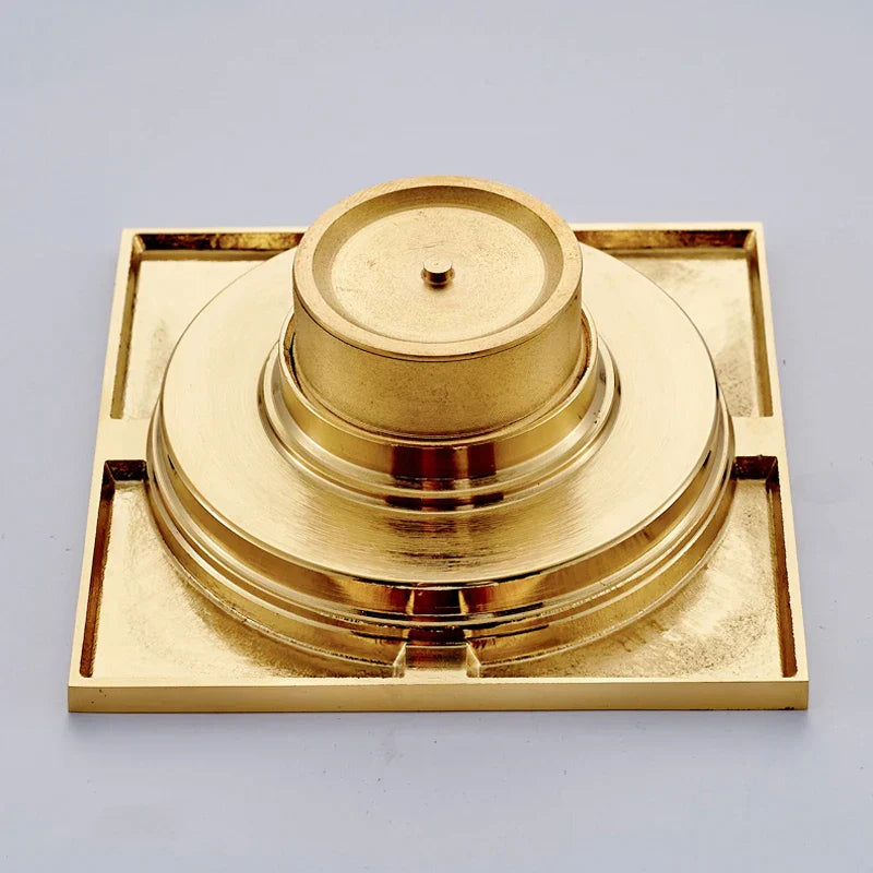 DecorBites™ Gold Square Bathroom Shower Drain Strainer 10*10cm