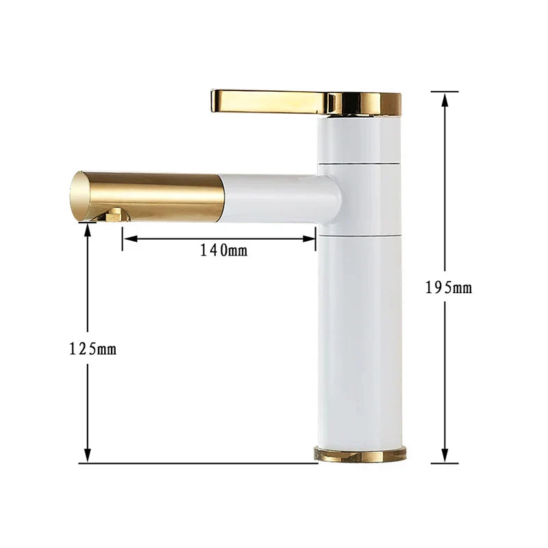 DecorBites™ Brass Bathroom Faucet Vessel Sink Mixer - Swivel Spout Deck Mounted Vanity Tap - White/Black Color