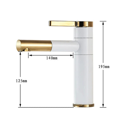 DecorBites™ Brass Bathroom Faucet Vessel Sink Mixer - Swivel Spout Deck Mounted Vanity Tap - White/Black Color