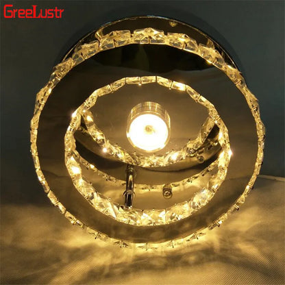 DecorBites™ Crystal LED Ceiling Light: Stainless Steel Round Fixture for Bedroom, Kitchen, Bathroom