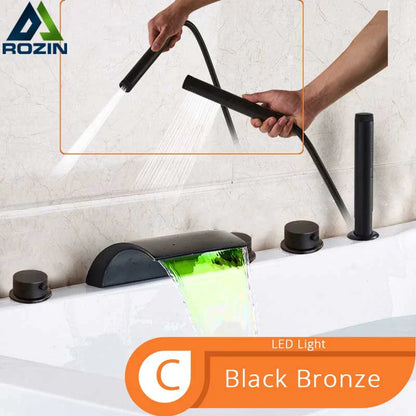 DecorBites™ Black Waterfall LED Bathtub Faucet Set
