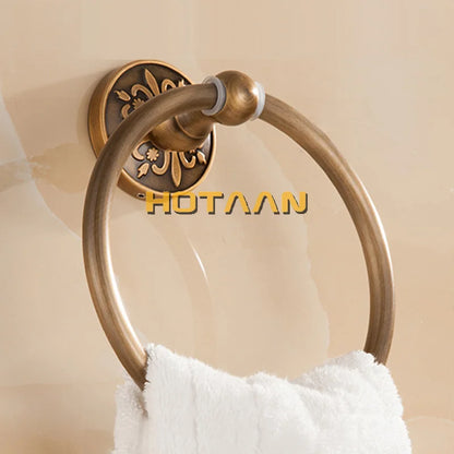 حامل مناشف دائري مثبت على الحائط من نحاس عتيق من DecorBites™ - إكسسوارات حمام كلاسيكية