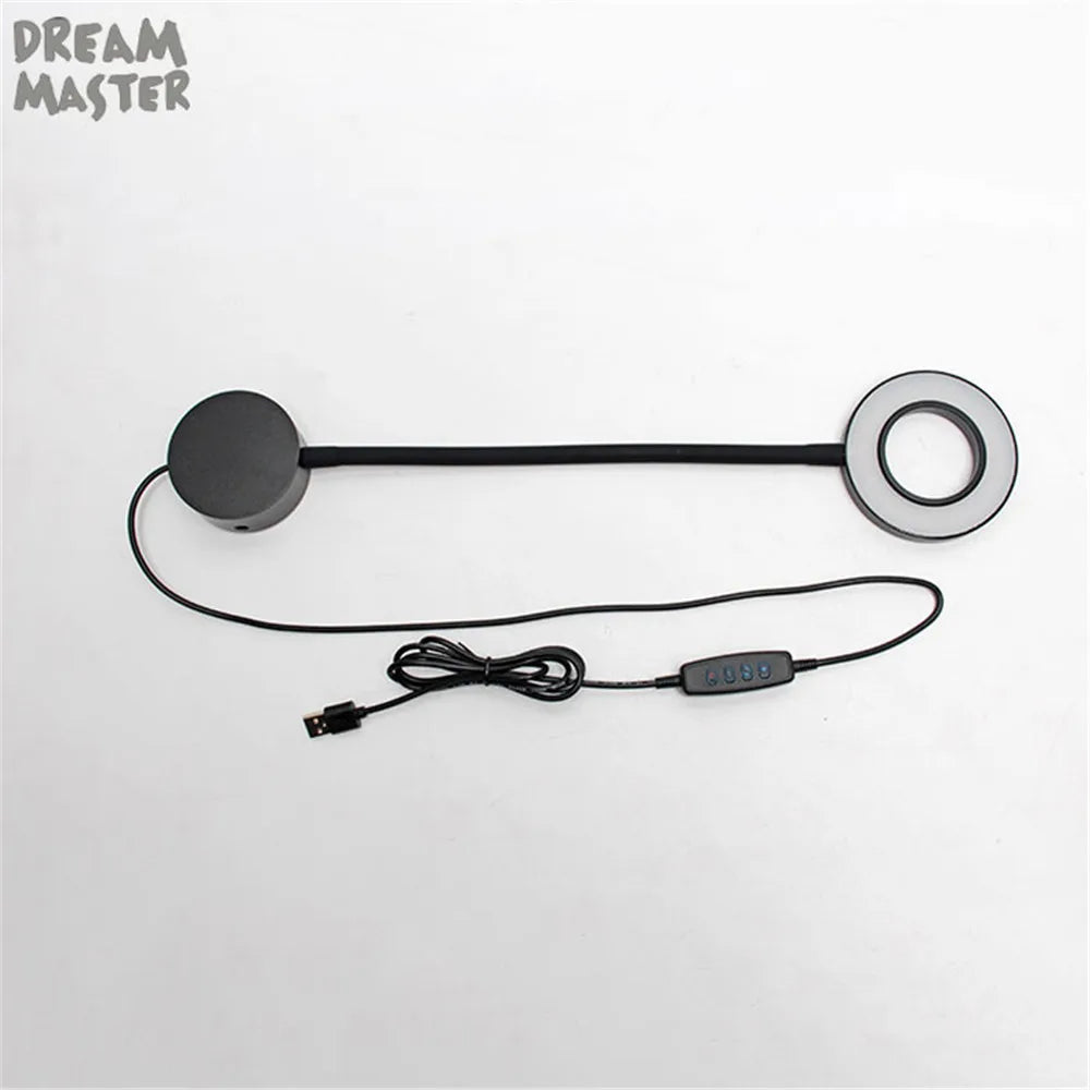 DecorBites™ Dimmable LED Wall Lamp for Bedside Reading, USB Powered, Gooseneck Bedroom Light