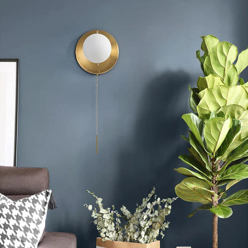 DecorBites™ Glass Round Wall Lamp Brass Wall Light for Living Room & Bedroom