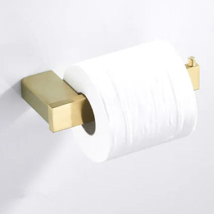 DecorBites™ Bath Set: Towel Rack, Corner Shelf, Paper Holder, Mixer Faucet - Brushed Matt Gold