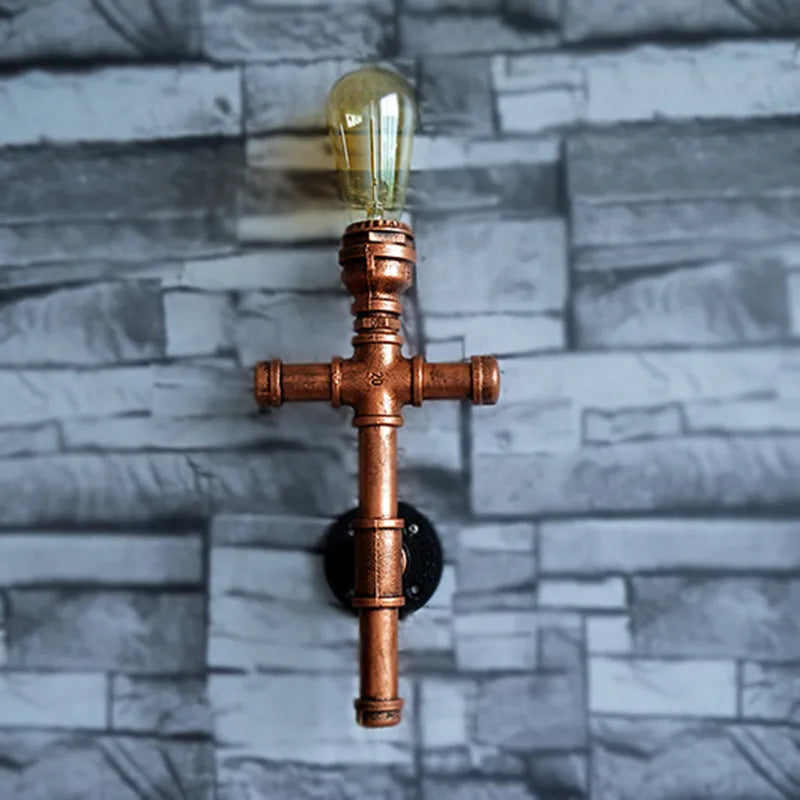 DecorBites™ Industrial Iron Pipe Wall Sconce: Loft Decor, Steampunk Lamp for Living Room