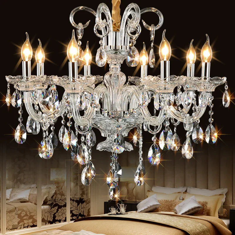 DecorBites™ Crystal Chandelier: Luxury Modern Light Fixture for Living Room - Lustres de Cristal