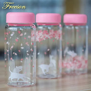 Botella de vidrio Kawaii Sakura de 310 ml con diseño de animal de caricatura lindo Decorbites™