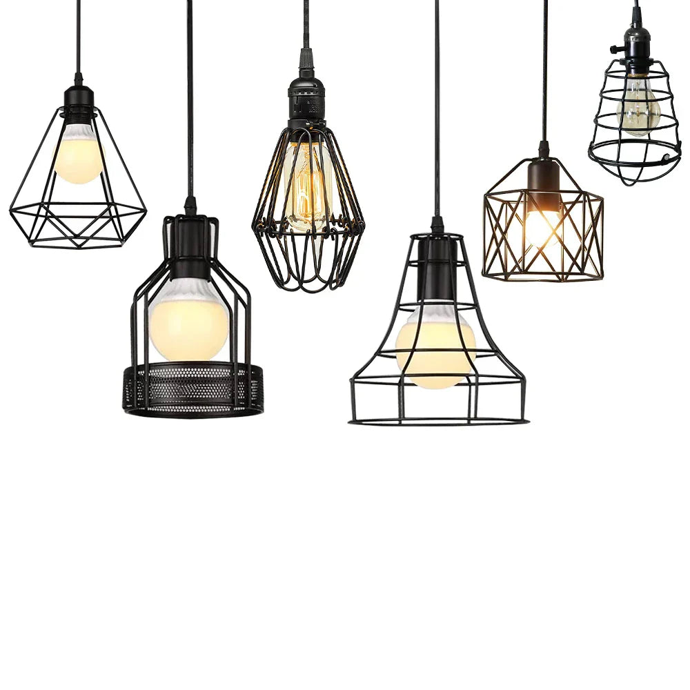 DecorBites™ Black Metal Chandelier with E27 Edison Bulb Socket for Kitchen, Restaurant, Cafe