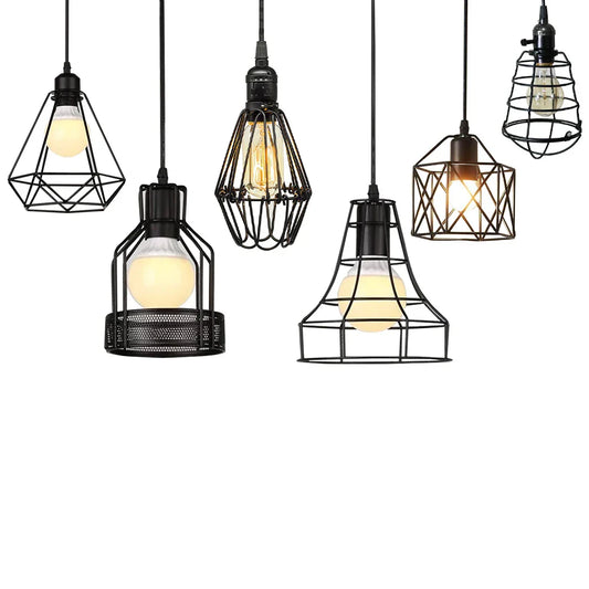 DecorBites™ Black Metal Chandelier with E27 Edison Bulb Socket for Kitchen, Restaurant, Cafe