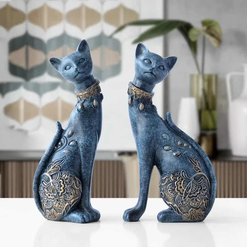 DecorBites™ Cat Statue: Decorative Resin Sculpture, Creative Home Decor, Wedding Gift