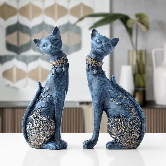 DecorBites™ Cat Statue: Decorative Resin Sculpture, Creative Home Decor, Wedding Gift