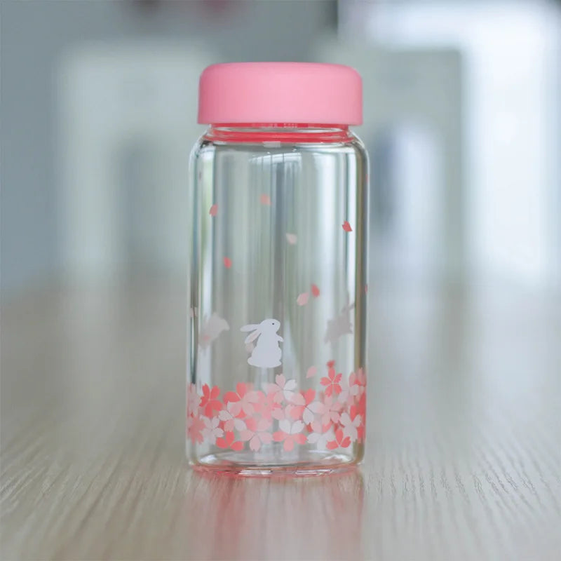 Botella de vidrio Kawaii Sakura de 310 ml con diseño de animal de caricatura lindo Decorbites™