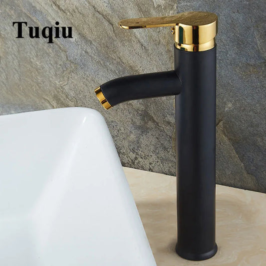 DecorBites™ Black Single Handle Luxury Bathroom Faucet Switch Mixer Taps for Wash Basin