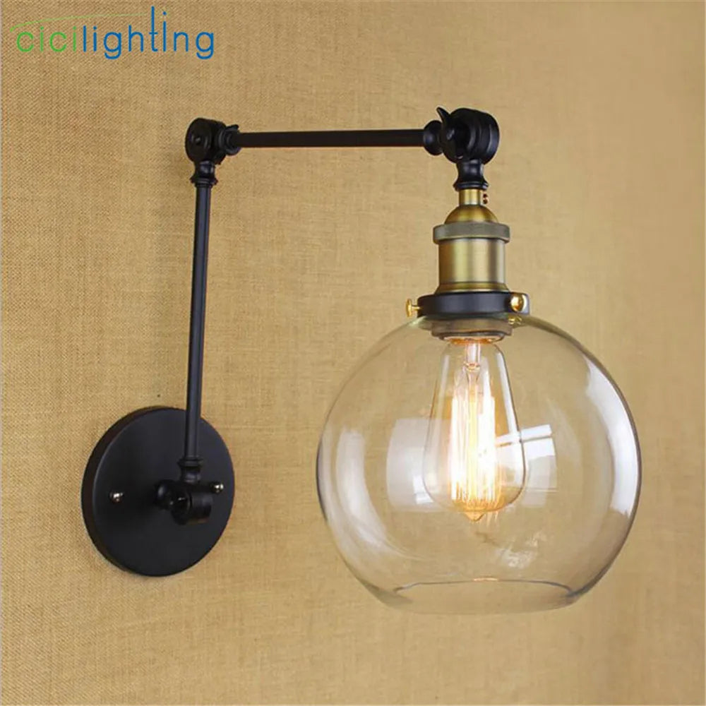 Decorbites™ Luces de Pared con Brazo Basculante de Vidrio Globo - Accesorio de Aplico Elegante para Iluminación del Hogar