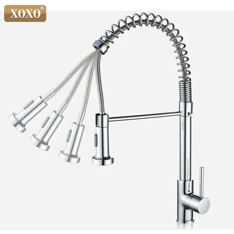 DecorBites™ Brushed Nickel Kitchen Faucet Pull Out Swivel Mixer Tap 1343A-S