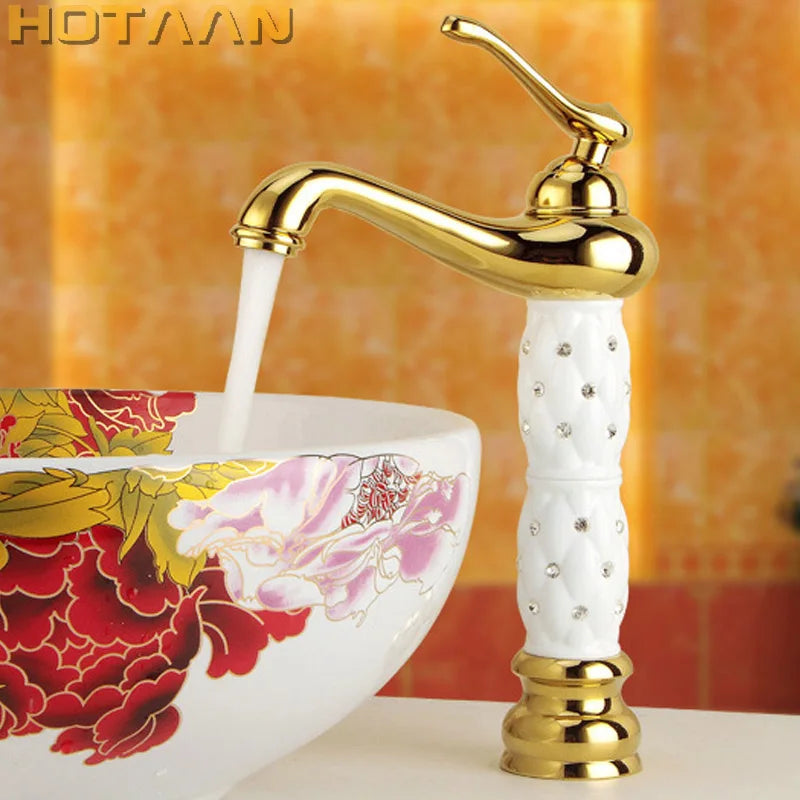 DecorBites™ Basin Faucet White Brass Bathroom Sink Tap Mixer Single Handle
